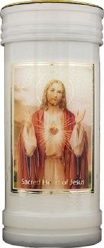 Prayer to The Sacred Heart 72 Hour Burn Candle Saint Catholic 15cm White 