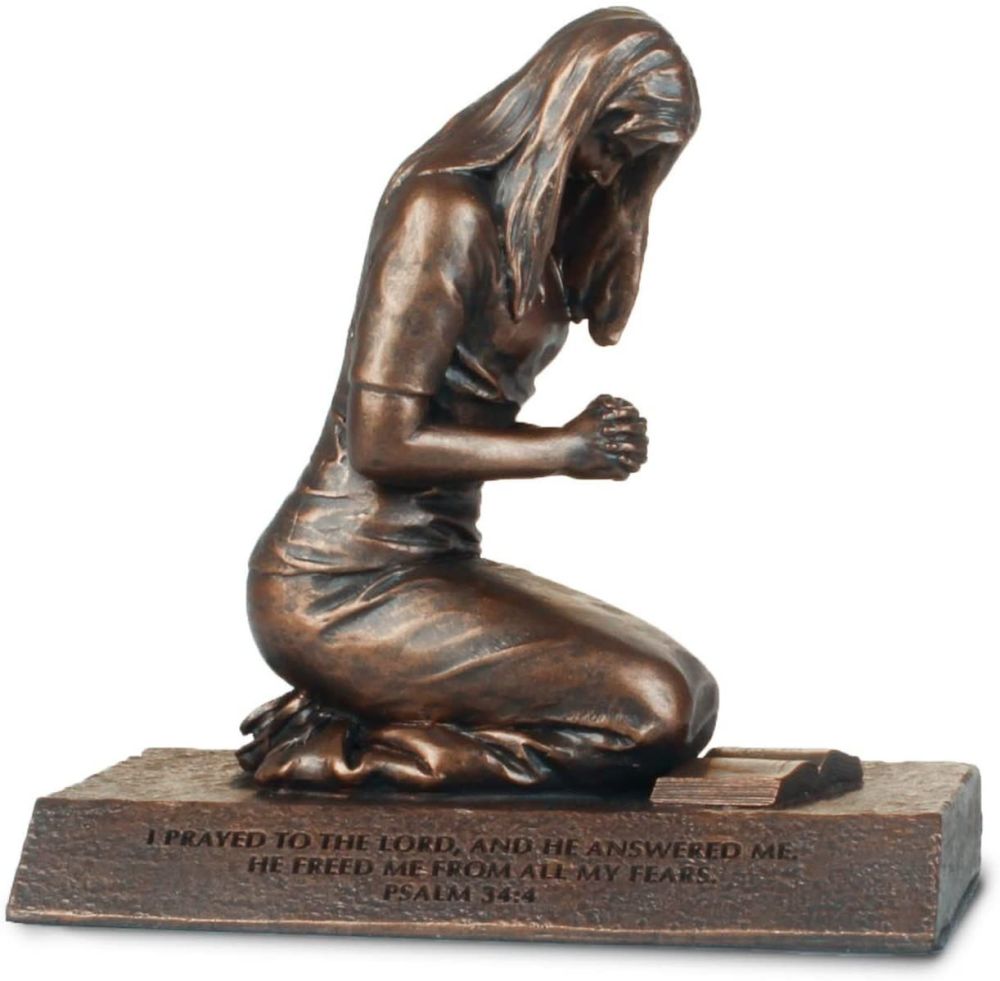 Lighthouse Christian Products Small Prayer Praying Woman Sculpture, 4 1/2 x