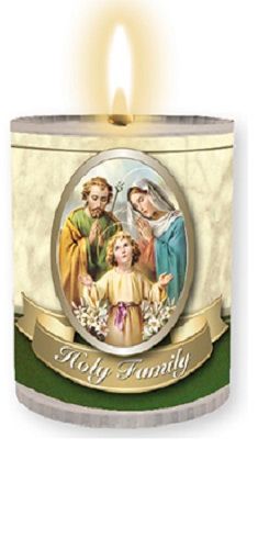 4 x Holy Family family prayer candles Burns for 24 hours Picture on the fro