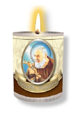 4 x St. Padre Pio Candles Burns for 24 Hours Picture on The Front Prayer on