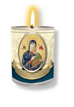 4 x Our Lady of Perpetual Help Candles Burns for 24 Hours Picture on The Front Prayer on The Back 2.5 inch Tall