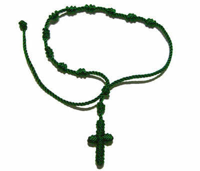 Knotted rope cord rosary bracelet  - Green