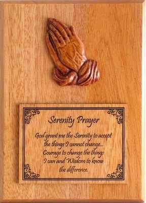 Mahogany Serenity Prayer Praying hands plaque
