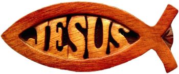 Shalom Jesus fish magnet mahogany wood 10cm Catholic gift
