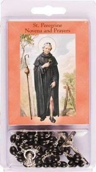 Rosary Beads & Novena Booklet Black St Saint PEREGRINE
