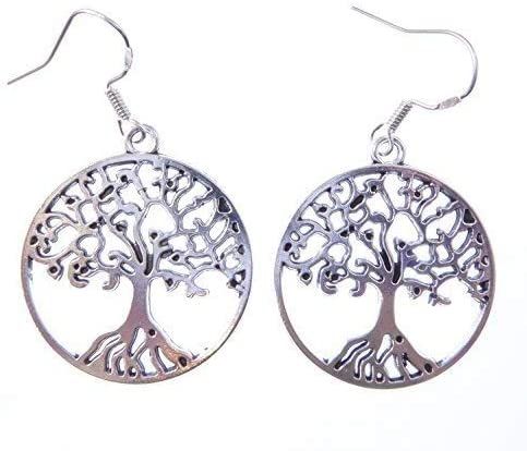 3cm tibetan silver tree of life earrings on sterling silver hooks in a gift