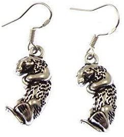 Cute otter dangly earrings sterling silver hooks 2.3cm in gift bag