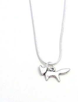 2cm cute fox silver colour 17" snake chain metal necklace