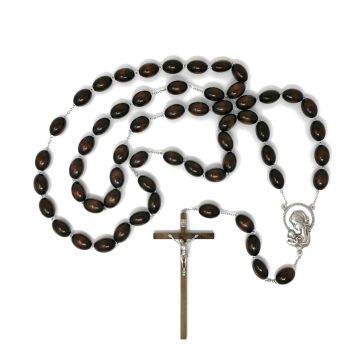 155cm Large brown wood wall rosary beads with 17cm crucifix 