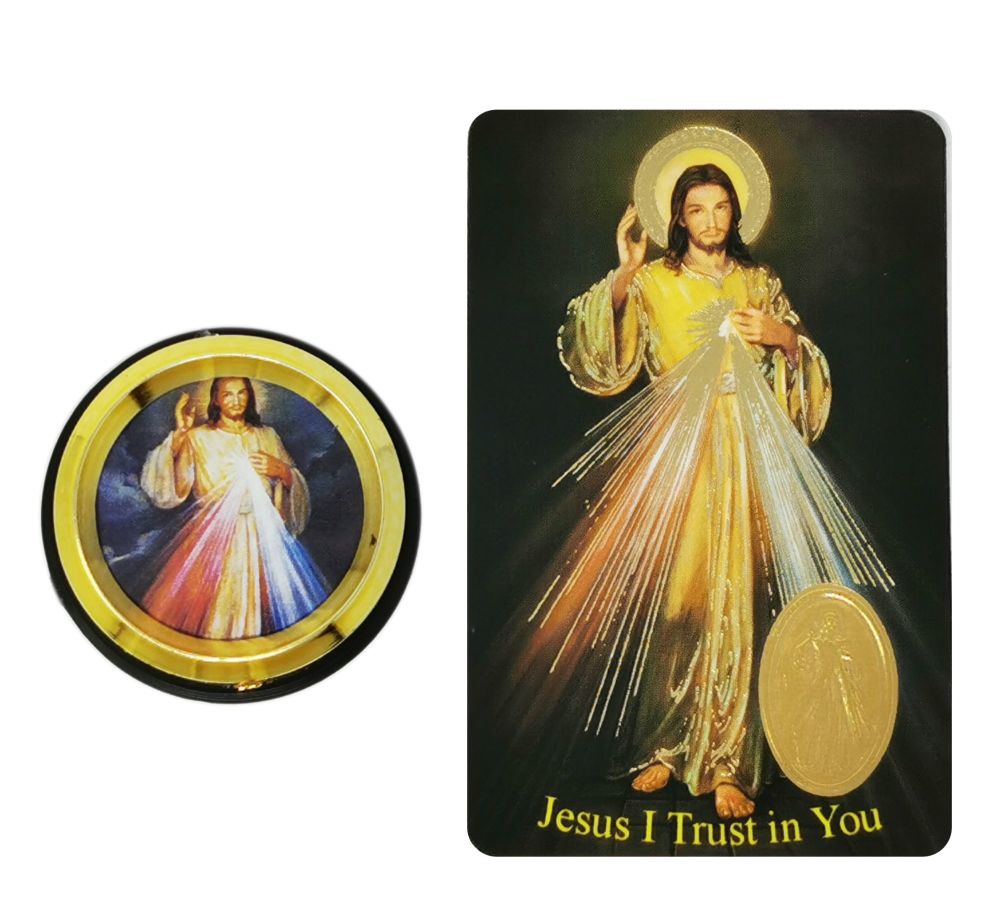 Divine Mercy auto plaque car magnet sticker with prayer card 