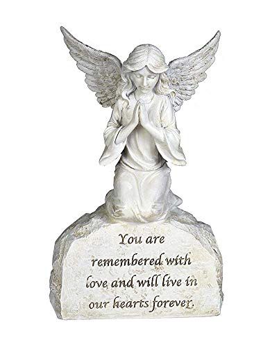 You are remembered praying angel 20cm ornament stone effect