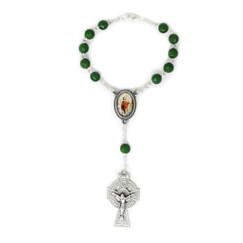 Irish green shamrock car rosary beads decade celtic crucifix St. Christopher junction 
