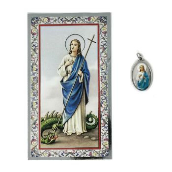  Catholic silver colour metal 2.5cm St. Martha medal pendant and prayer 