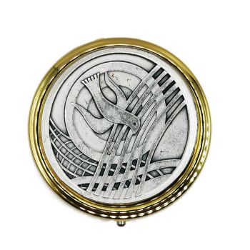 Brass Pyx for hosts Holy spirit design with rays with hygenic liner for Communion wafer 6cm 