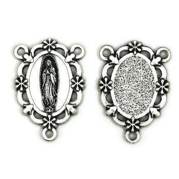  Our lady of Guadalupe center junction for rosary beads connector silver colour 3cm 