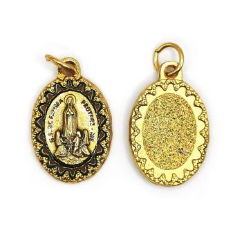  Antique style Our Lady of Fatima medal 2.2cm gold colour metal 