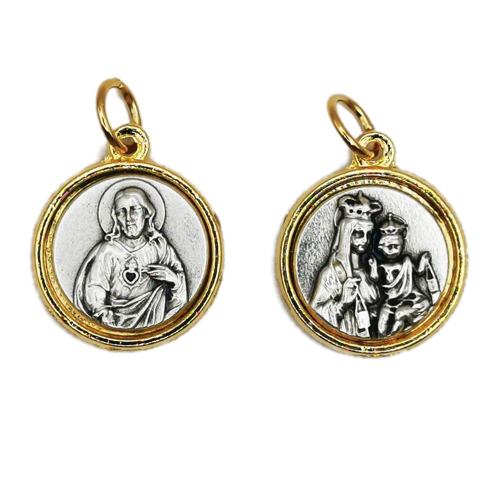  Scapular medal Sacred Heart of Jesus and Our Lady of Carmel medal in brass