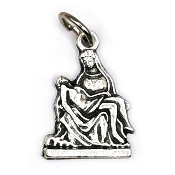  Catholic Pieta silhouette medal 2cm silver colour metal 