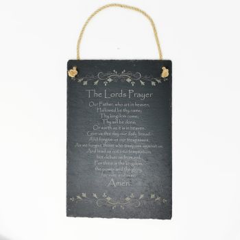 The Lord's Prayer large slate plaque hanging design 30cm by 20cm laser engraved
