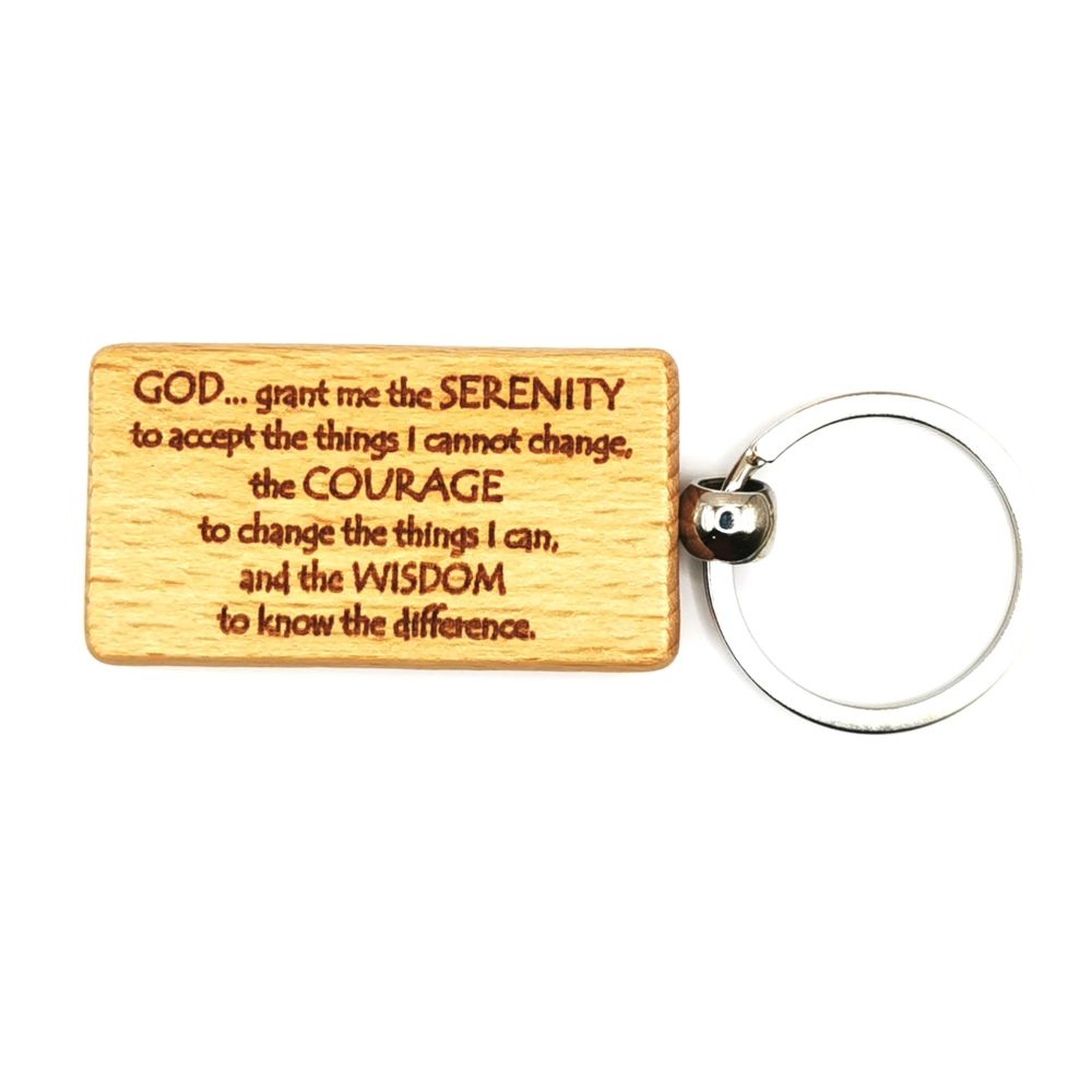 Serenity prayer keyring lasered wood rectangular keychain 9cm