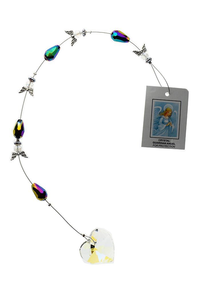 Angels suncatcher rainbow beads and glass rainbow heart 30cm mobile