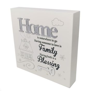 Christian Home Family Blessing plaque wall hanging standing art block plaque 20cm