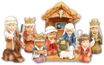 Children's Nativity set figurines Holy family Kings Angel Shepherd cattle 8cm
