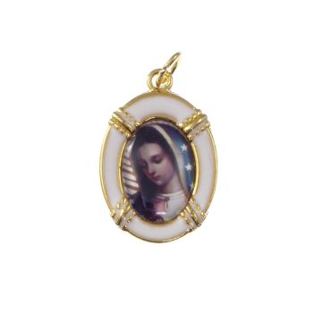 2.5cm gold white Our Lady of Guadalupe medal Catholic pendant for rosary beads