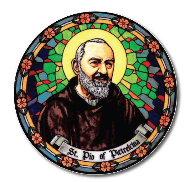 St. Padre Pio suncatcher stained glass window sticker reusable 6 inch sun c