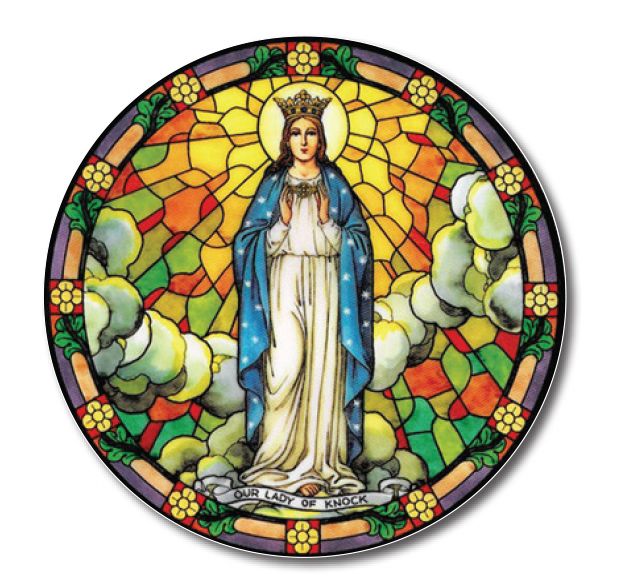 Our Lady of Knock suncatcher stained glass window sticker reusable 6 inch s