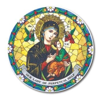 Our Lady of Perpetual Help suncatcher stained glass window sticker reusable 6 inch sun catcher