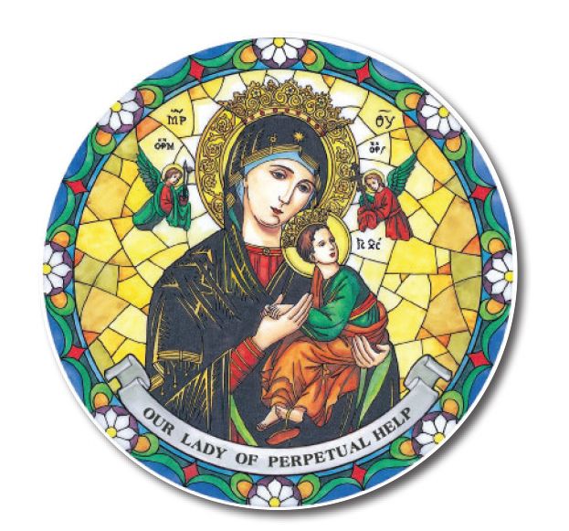 Our Lady of Perpetual Help suncatcher stained glass window sticker reusable