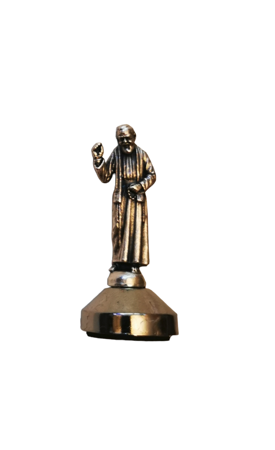 St. Padre Pio statue small figurine silver metal car auto dashboard 5cm mag