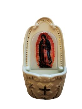 Our Lady of Guadalupe small Holy water font 14cm gift porcelain Catholic
