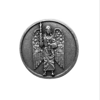 St. Michael pocket token silver colour metal 3cm justice and goodwill