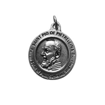 Saint Pio of Pietrelcina silver colour medal 2cm Patron of healing Catholic