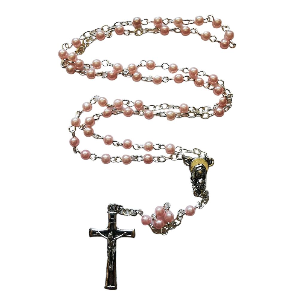 My 1st rosary childs girl pink round small rosary beads fab Communion gift