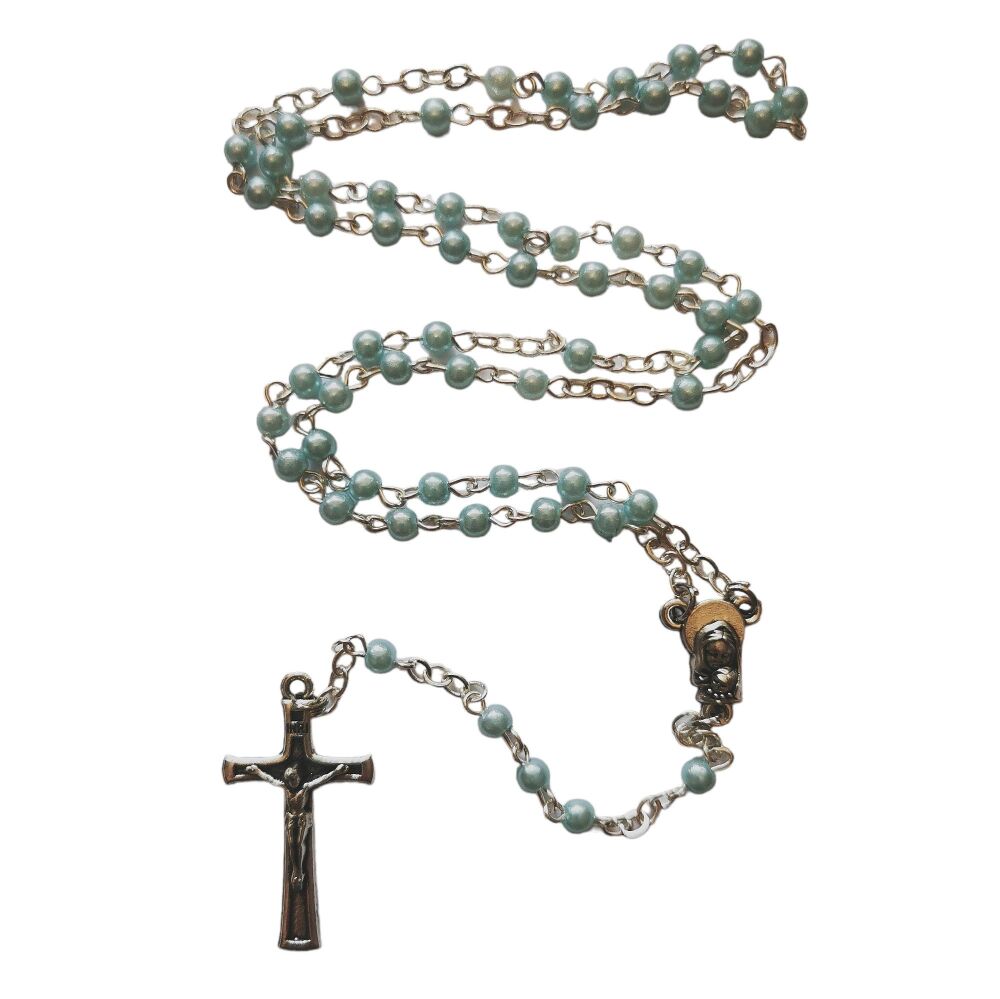 My 1st rosary childs boy blue round small rosary beads fab Communion gift