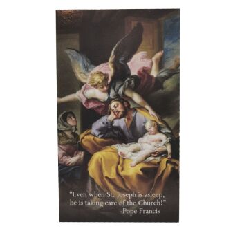 St. Joseph sleeps prayer card quotes 9cm wallet size Pope Francis quote