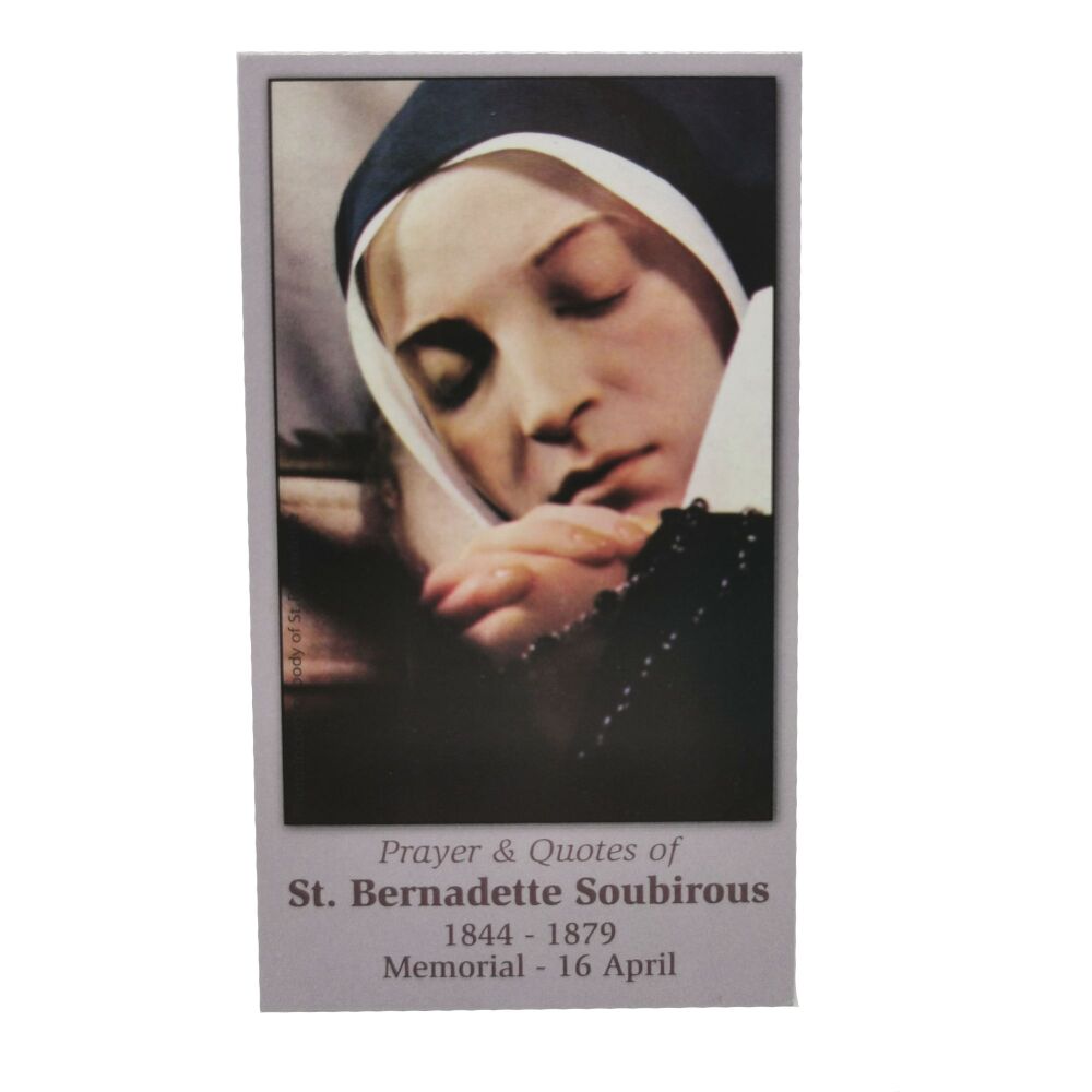 St. Bernadette Soubrious prayer card quotes 9cm wallet size