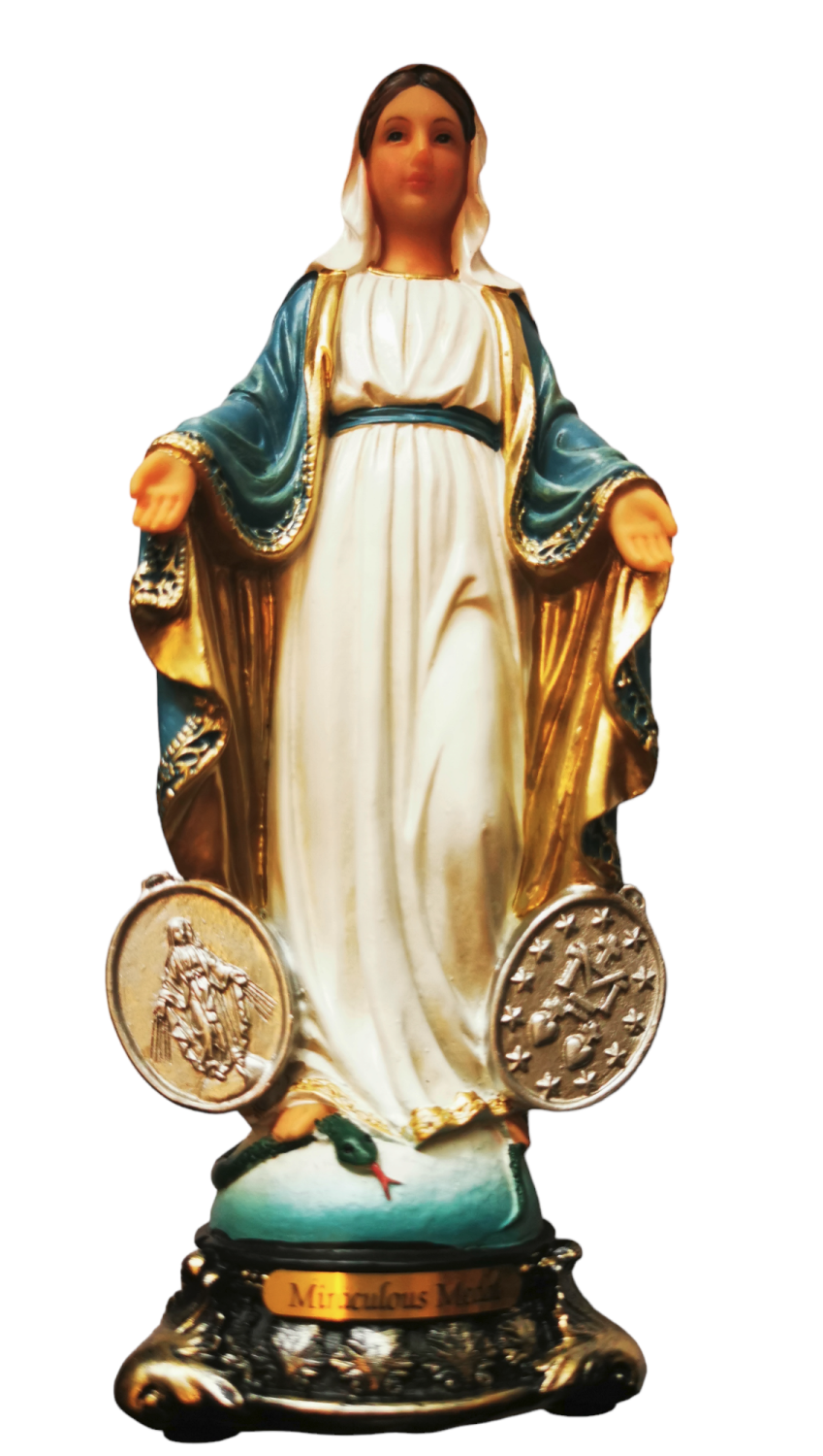 Miraculous medal 20cm statue ornament Catholic painted Saint figurine figur
