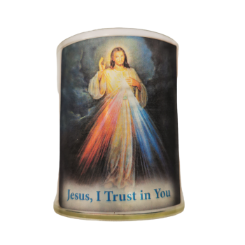 Divine Mercy votive candle holder with battery flickering light 5.8cm