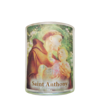 Saint Anthony votive candle holder with battery flickering light 5.8cm