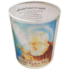 Saint Padre Pio votive candle holder with battery flickering light 5.8cm