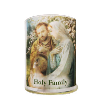 Holy Family votive candle holder with battery flickering light 5.8cm