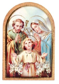 Holy Family fridge magnet standing or sticking wood plaque small 4.5cm