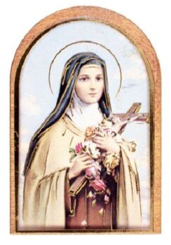 St. Therese fridge magnet standing or sticking wood plaque small 4.5cm