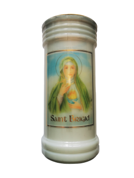 Saint Brigid candle white 15cm with prayer Catholic