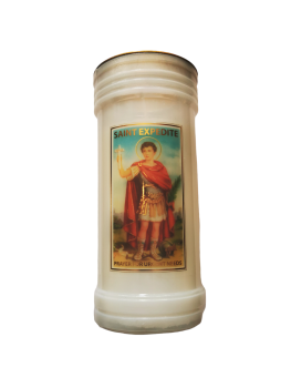 Prayer to Saint Expedite candle white 15cm for urgent needs