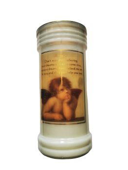 Angels - I said a prayer candle white 15cm with prayer